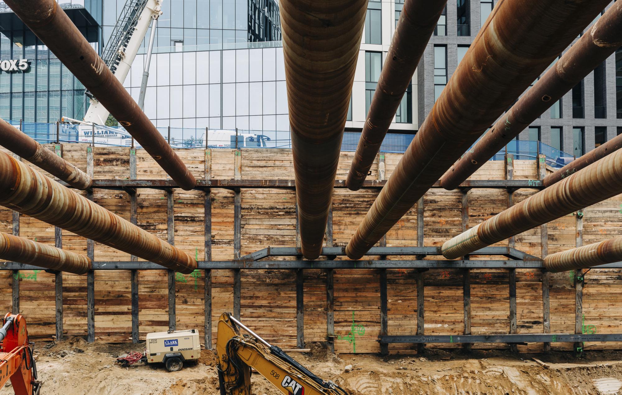 support of excavation by Clark Foundations at Hampden House construction site