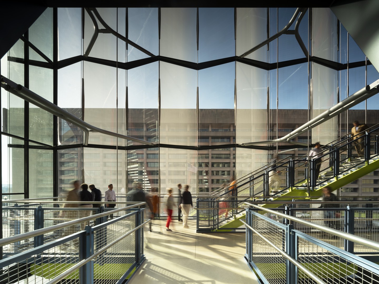 interior stairwell of the Spy Museum in Washington, DC