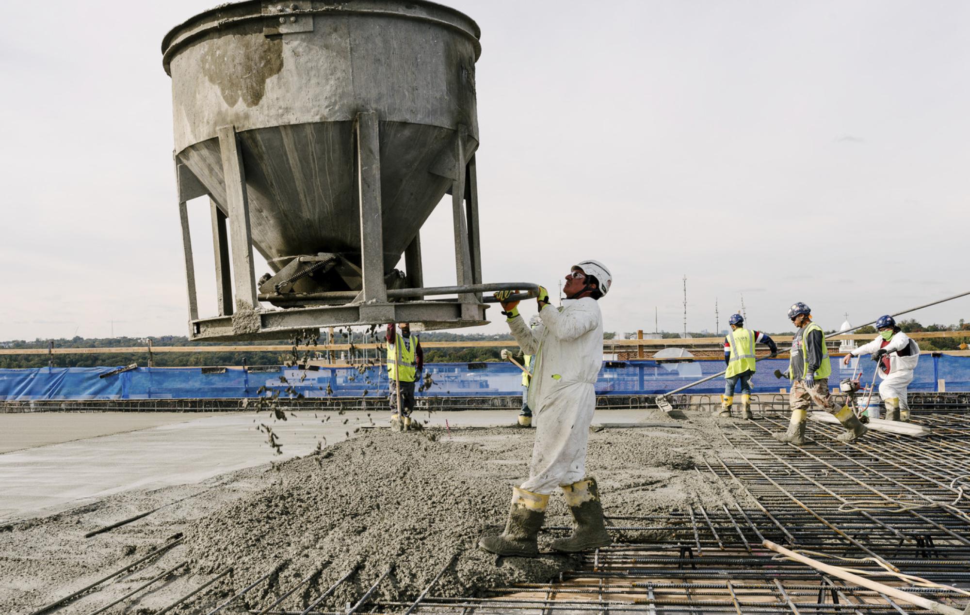A Clark Concrete craft worker works at MedStar Georgetown Medical/Surgical Pavilion