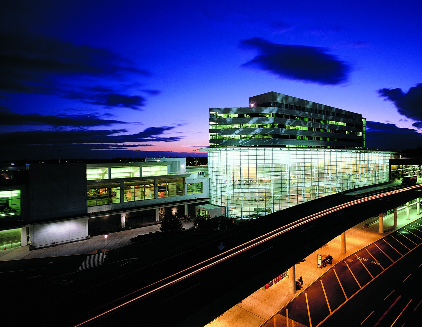 SeaTac South Terminal Concourse Expansion at night